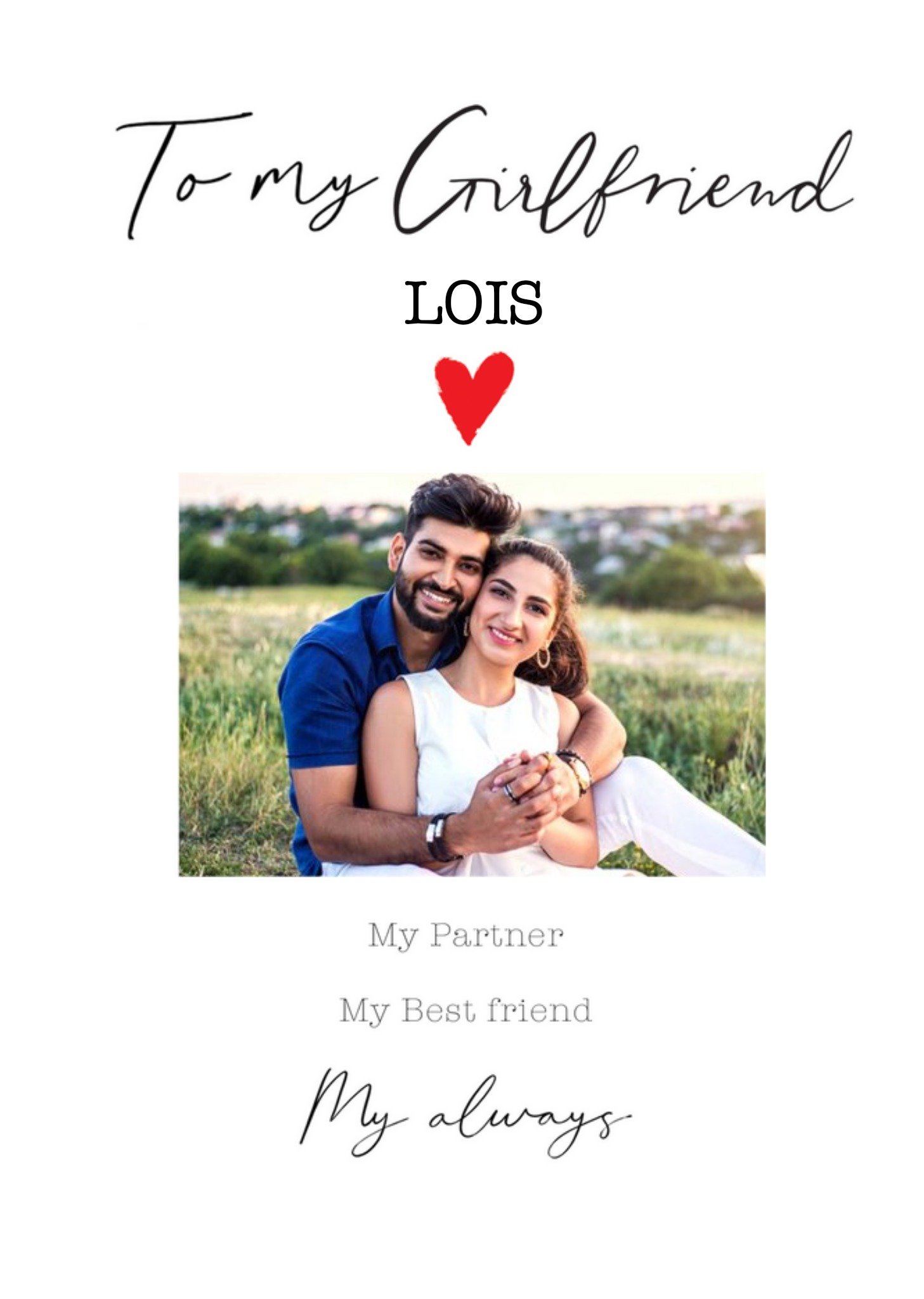 Handwritten Typography On A White Background To My Girlfriend Photo Upload Card Ecard