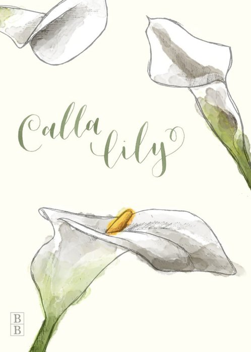 Illustrated Calla Lily Flowers Personalised Card