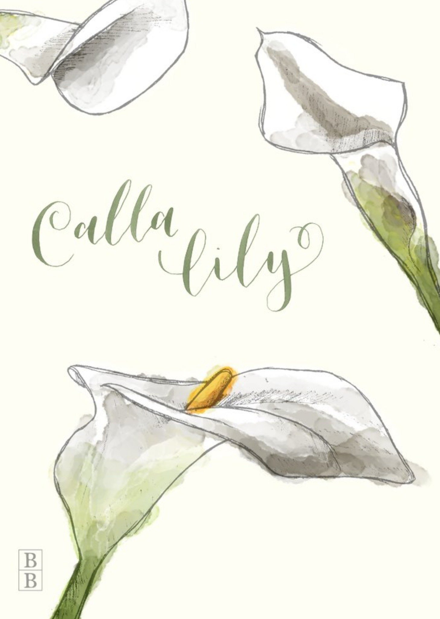 Illustrated Calla Lily Flowers Personalised Card Ecard