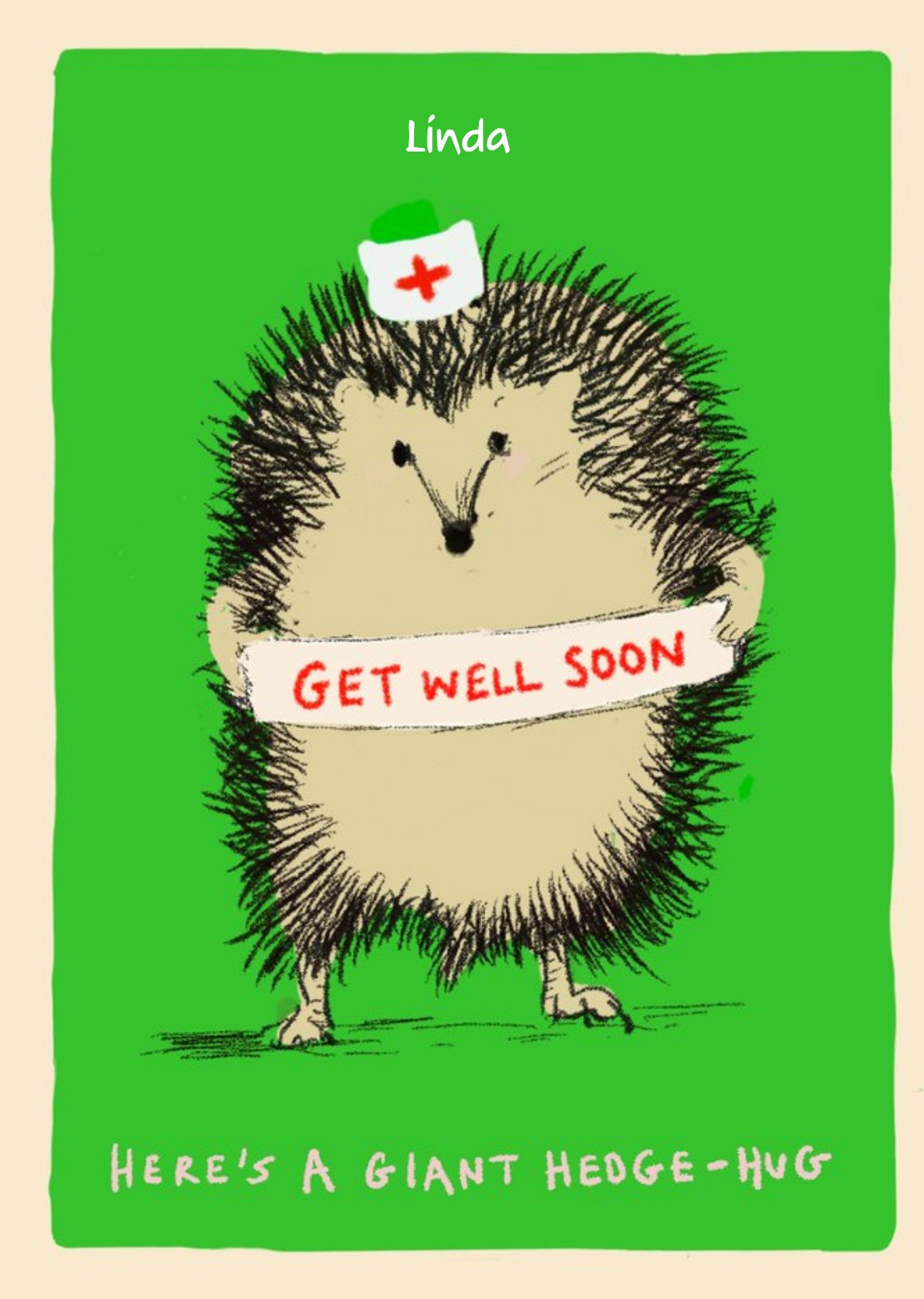 Moonpig Get Well Soon Hedgehog Card, Large