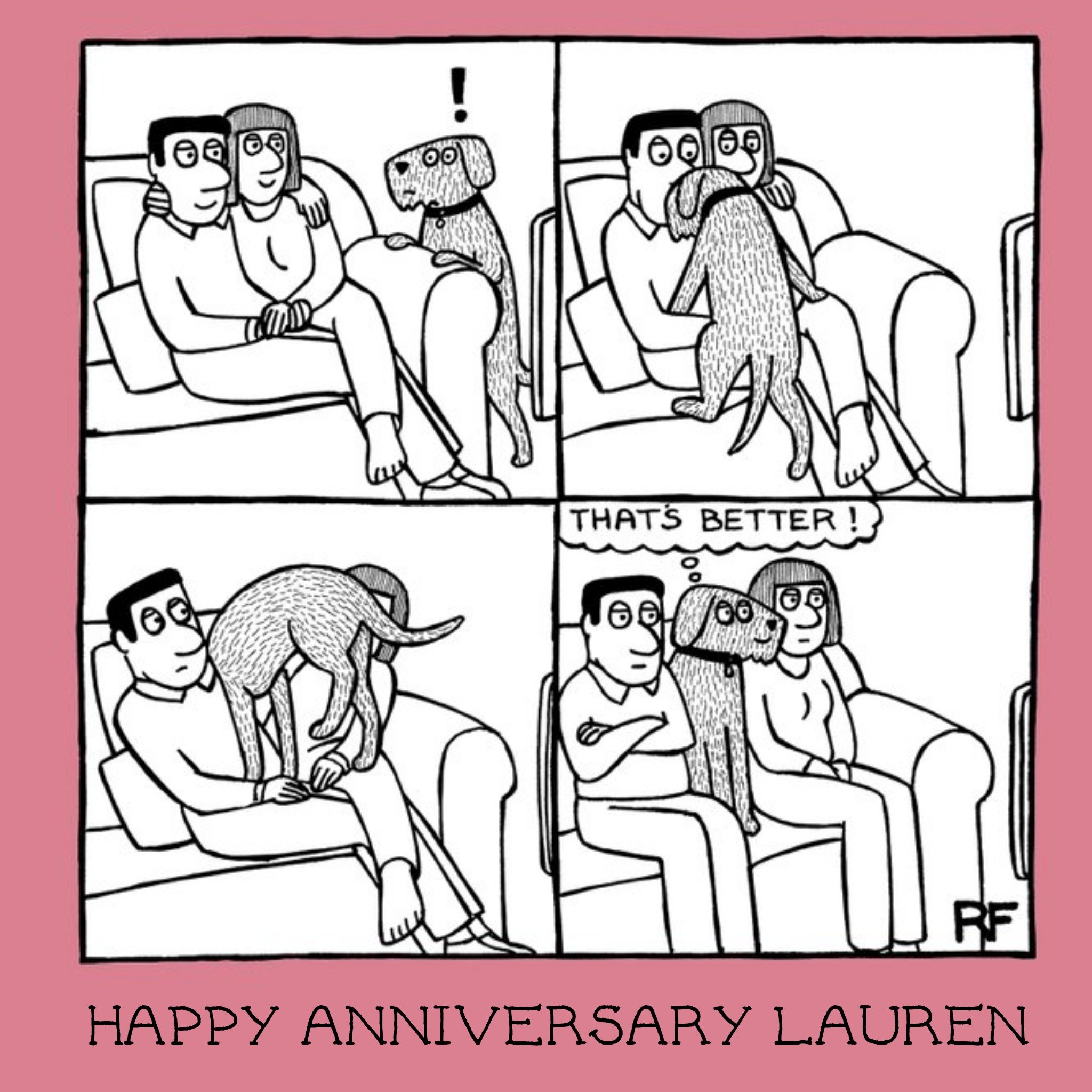 Dog Interrupting Comic Personalised Happy Anniversary Card, Square