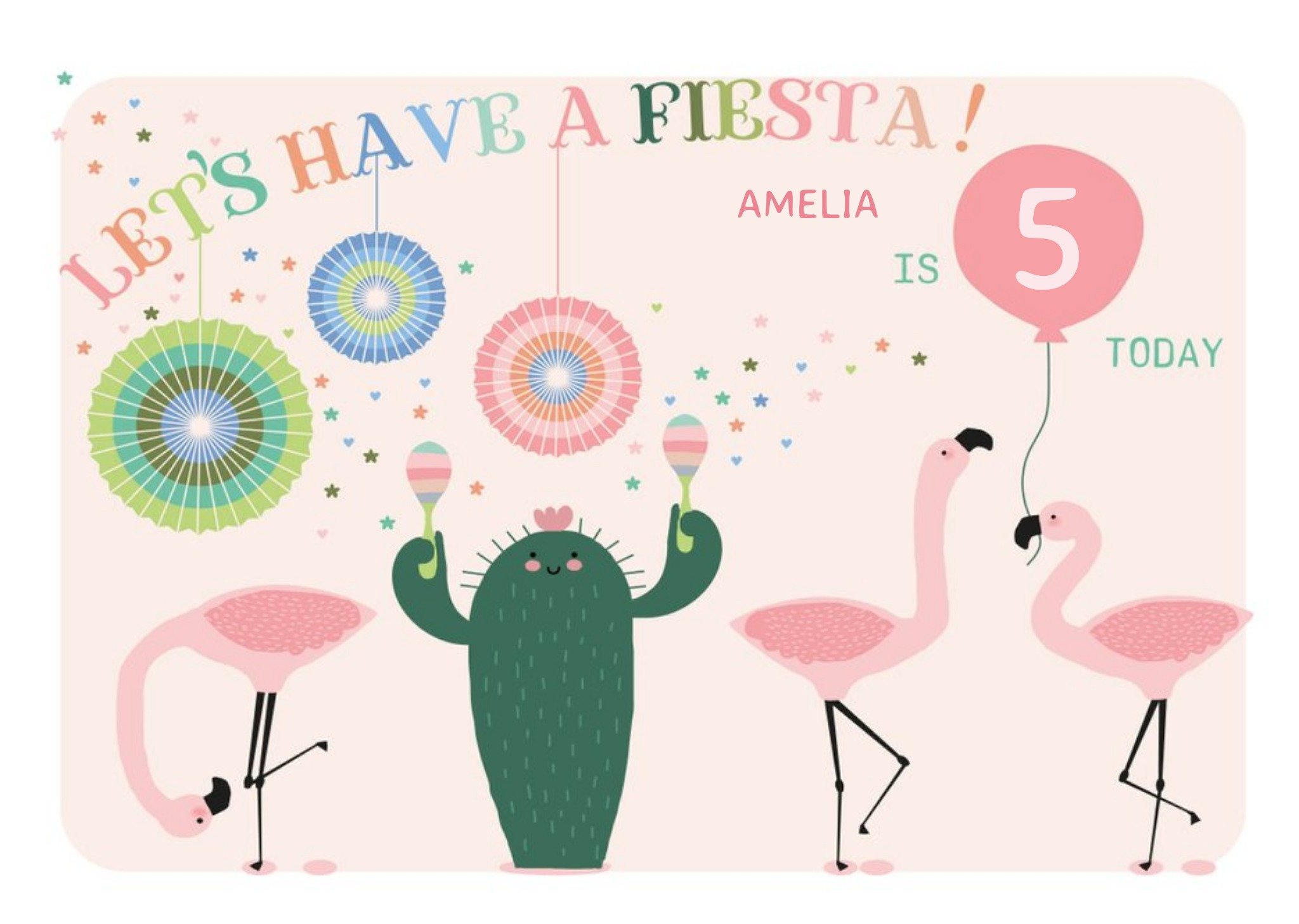 Moonpig Let's Have A Fiesta 5th Birthday Card, Large