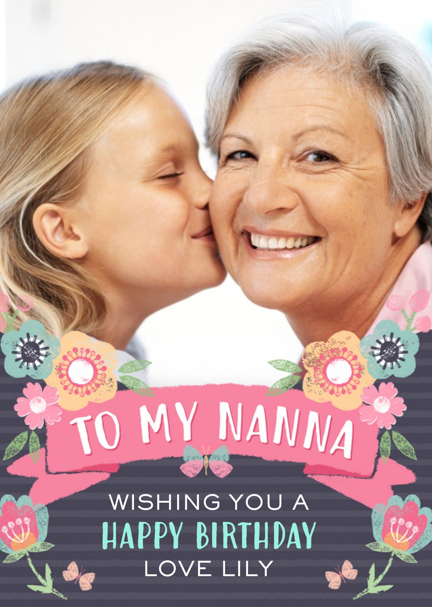 Moonpig Happy Birthday To My Nanna Banner Photo Card Postcard