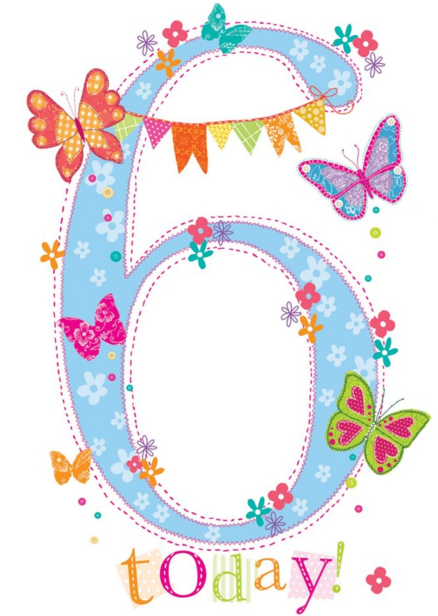Moonpig 6 Today Butterfly Birthday Card, Large