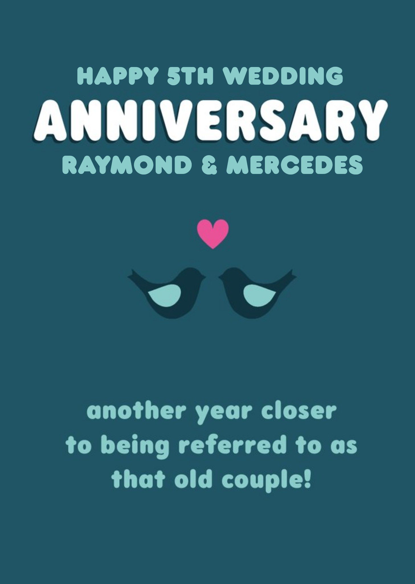 Graphic Birds Humorous Editable Anniversary Card