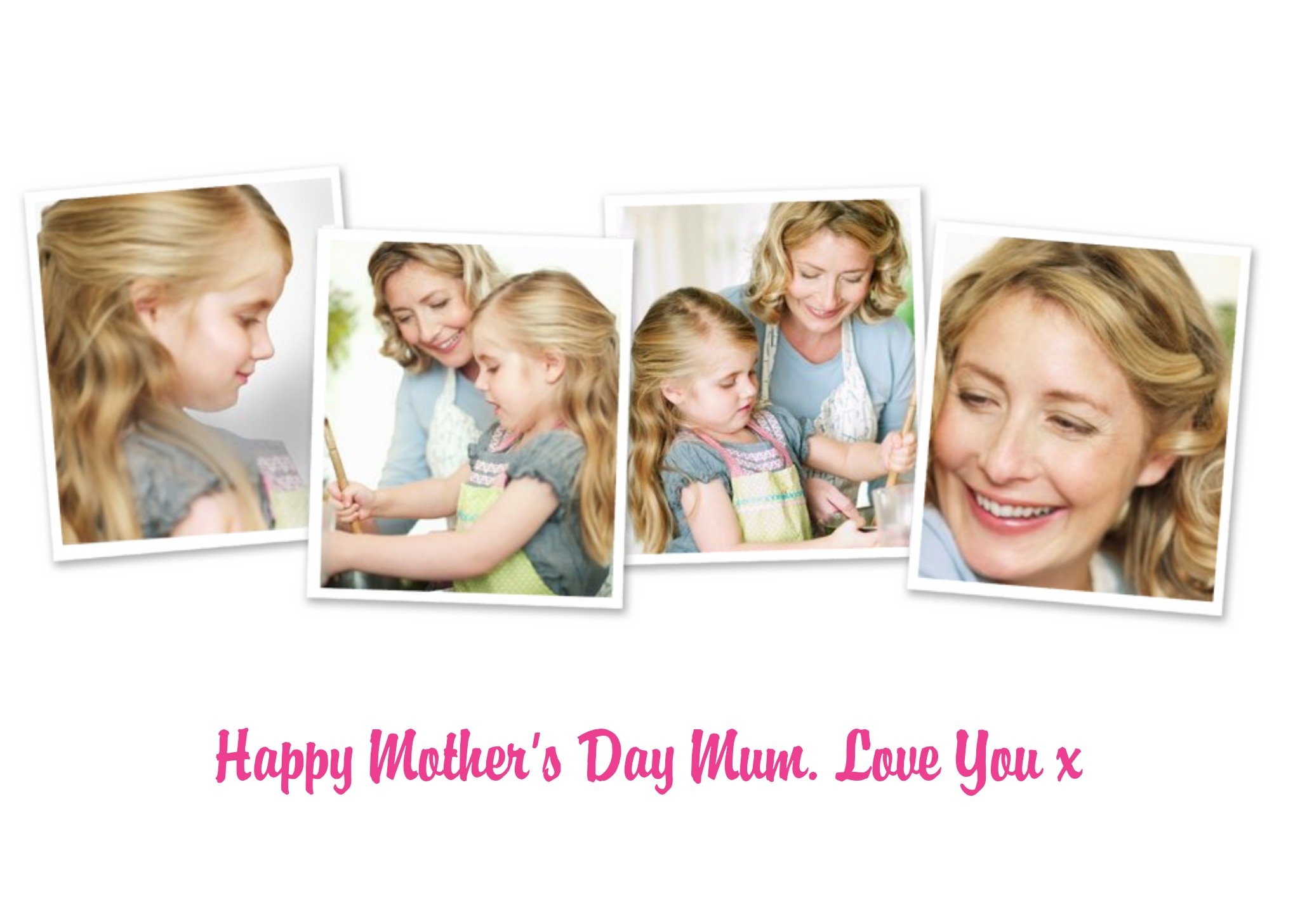 Moonpig White With Pink Writing Personalised Photo Upload Happy Mother's Day Card, Large