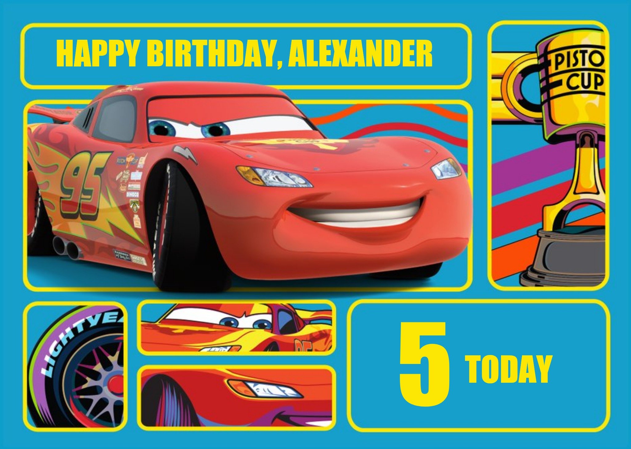Disney Cars Lightning Mcqueen Personalised Happy Birthday Card Ecard