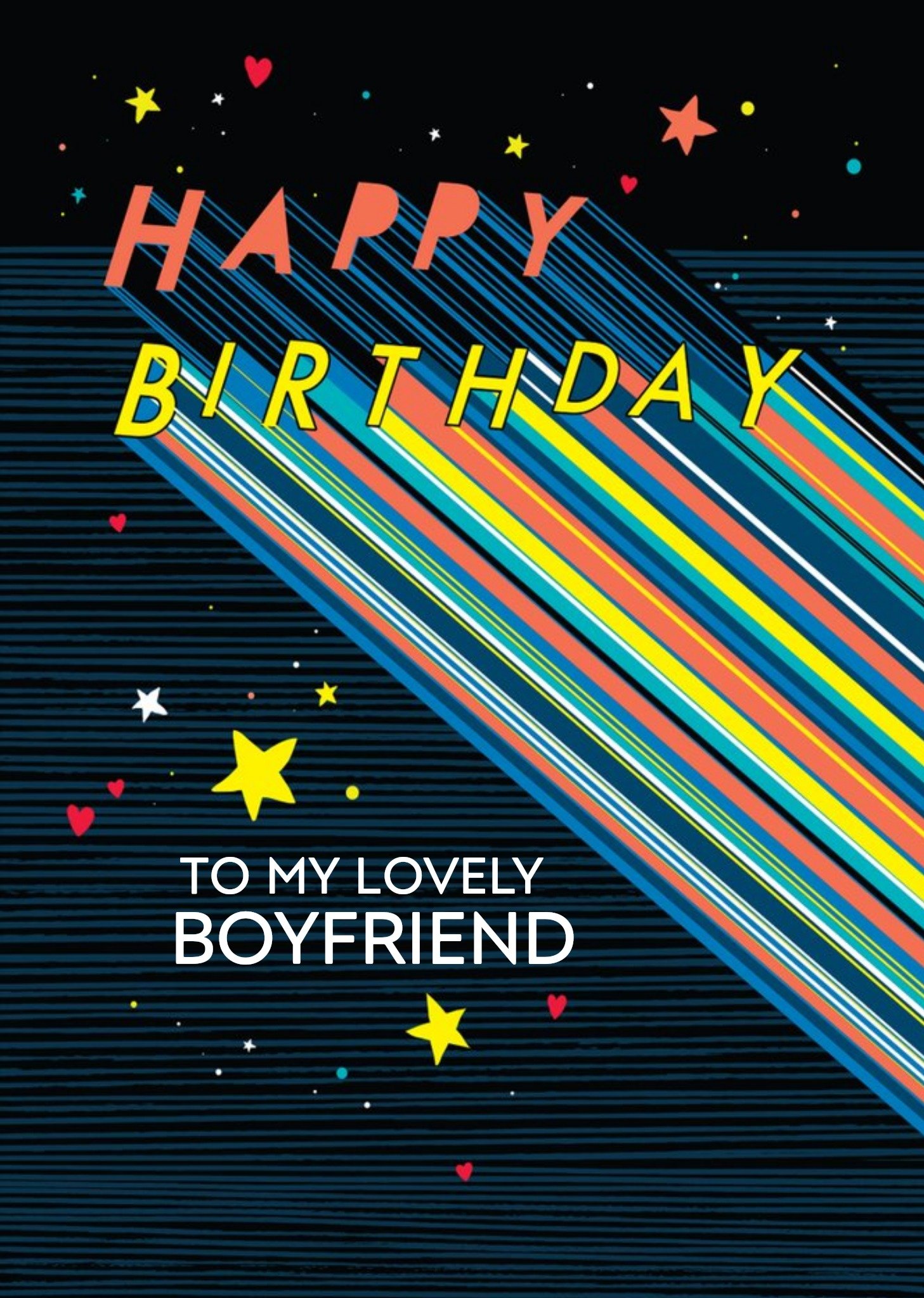 Moonpig Axel To My Lovely Boyfriend Typographic Birthday Card Ecard