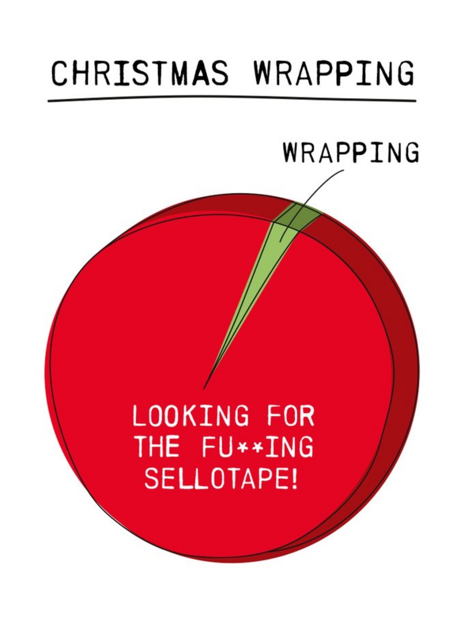 Moonpig Rude Funny Christmas Wrapping Pie Chart Card, Large