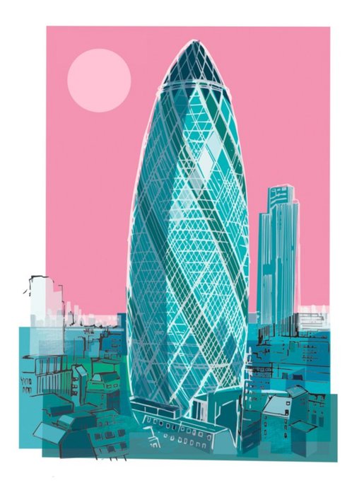 London Skyline The Gherkin Birthday Card
