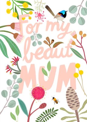 Cat MacInnes Cute Illustrated Floral Typographic Mum Card
