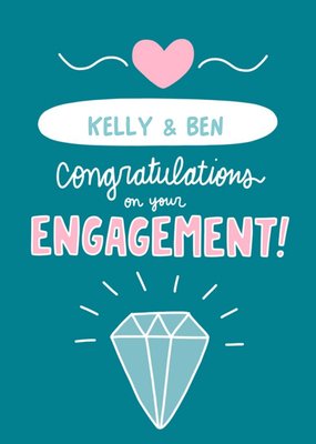 Angela Chick Illustrated Cute Congrats Engagement Card