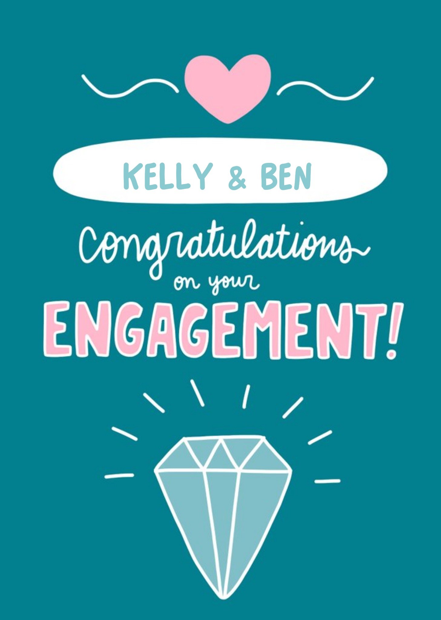 Moonpig Angela Chick Illustrated Cute Congrats Engagement Card Ecard