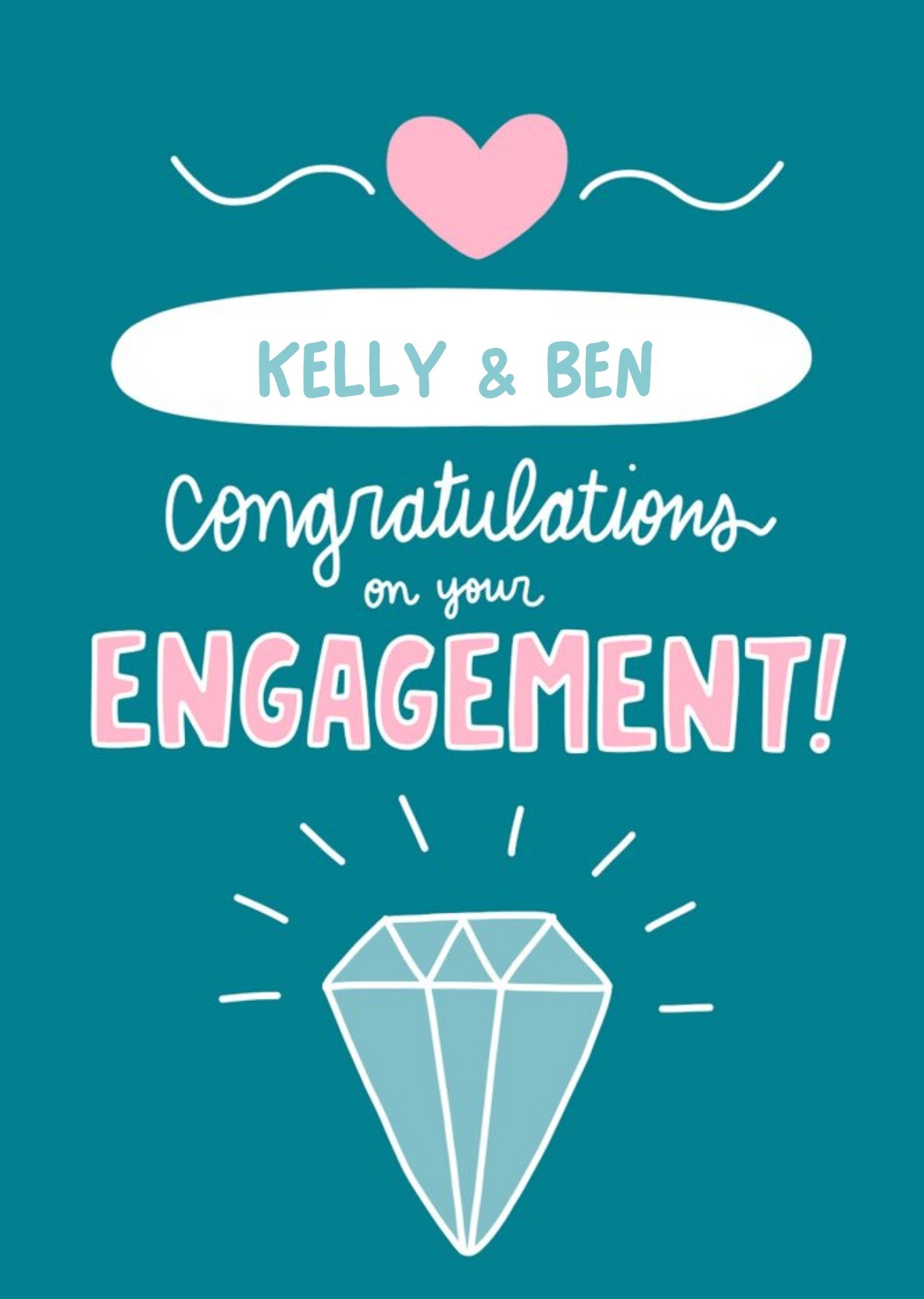 Angela Chick Illustrated Cute Congrats Engagement Card