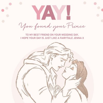 Disney Beauty And The Beast Wedding Card For Best Friend
