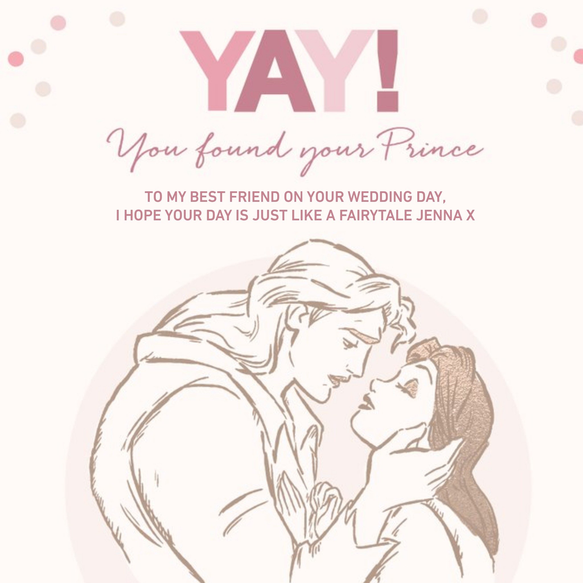 Disney Beauty And The Beast Wedding Card For Best Friend, Square