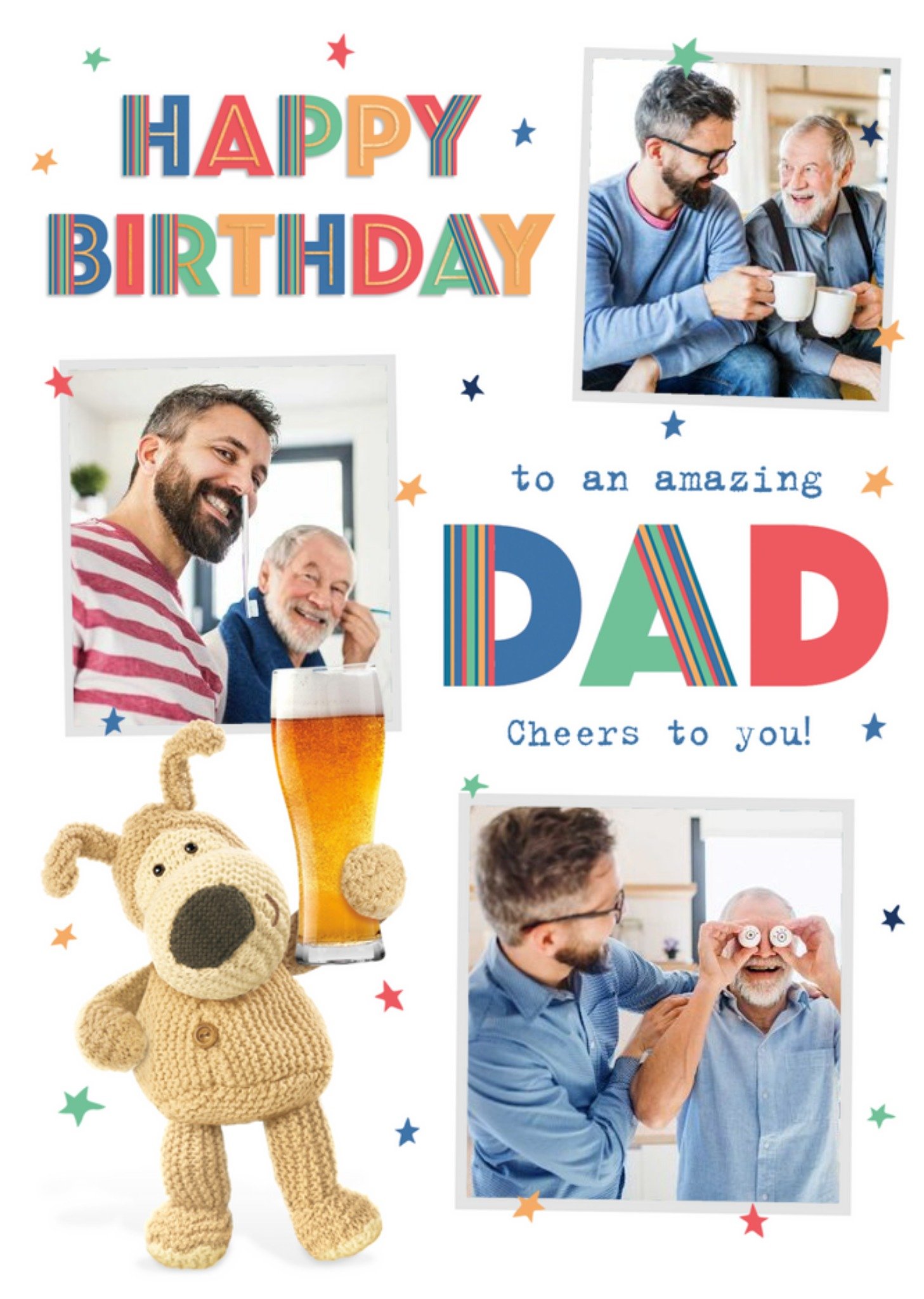 Boofle Dad's Photo Upload Birthday Card, Large