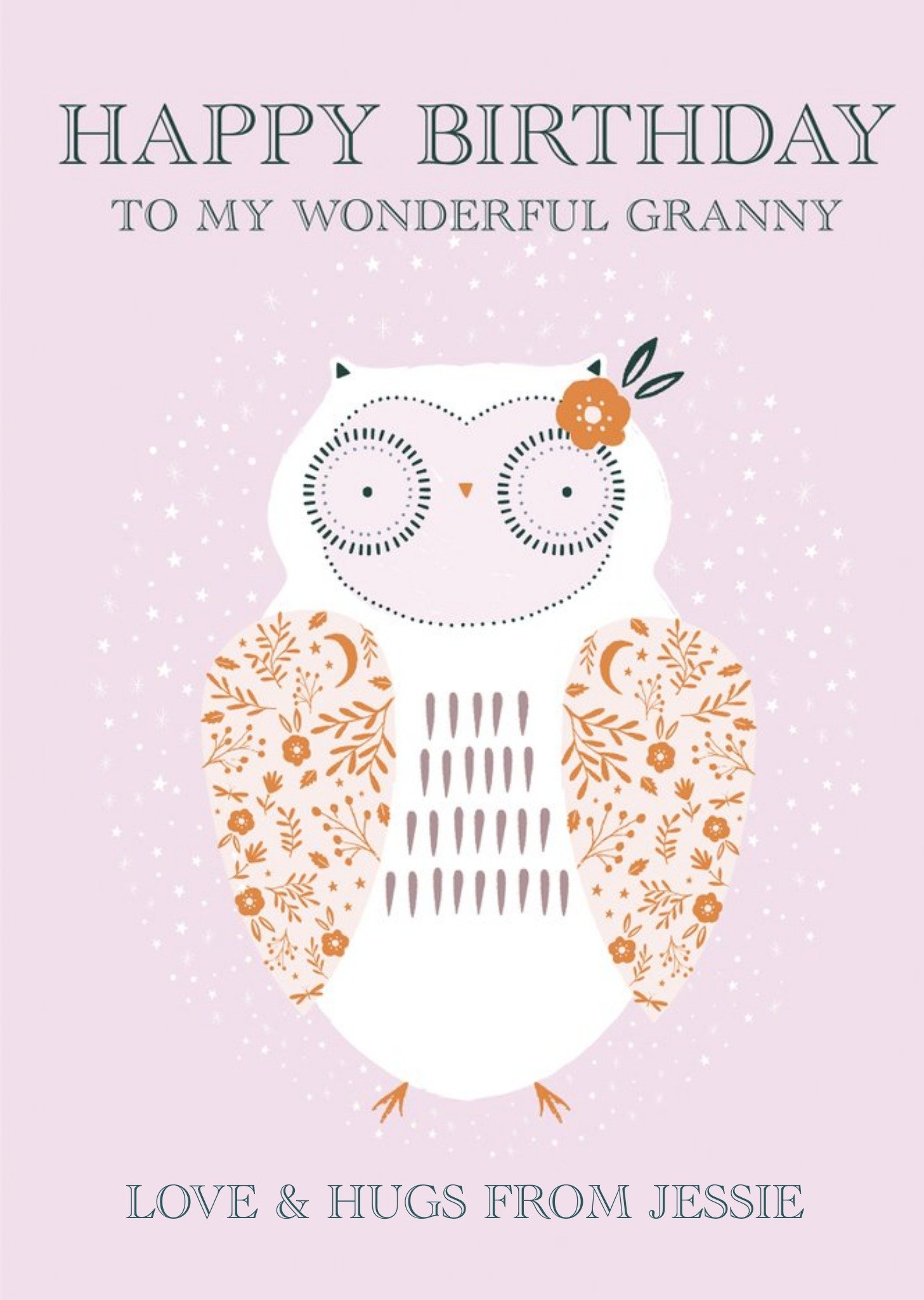 Moonpig Lr Studio Birthday Granny Nan Nanny Owl Adult Cute Card, Large