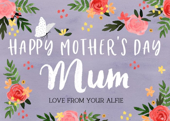 Traditional Illustrated Floral Mother's Day Card Love For Mum