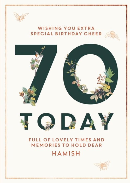 Traditional Wishing You Extra Special Birthday Cheer 70th Birthday Card