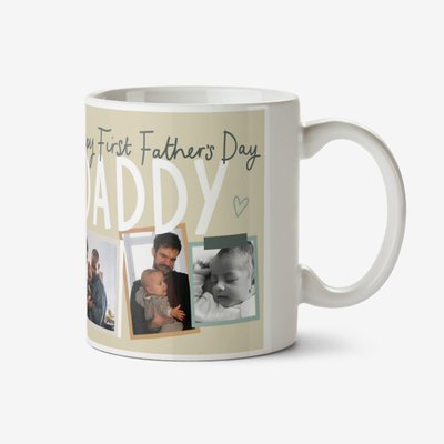 Simple Design Five Photo Upload Happy First Father's Day Daddy Mug