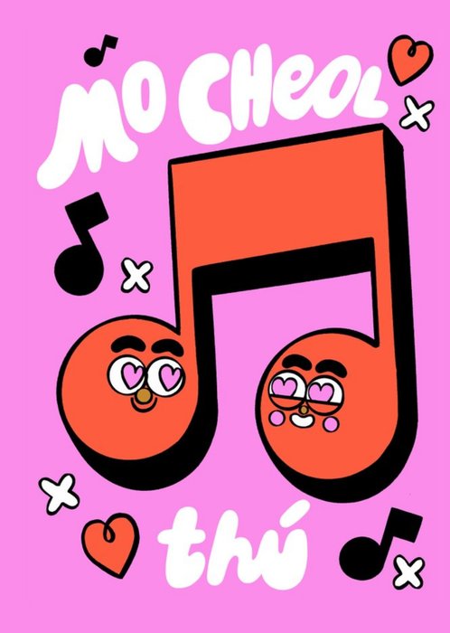 Vibrant Illustration Of Musical Notes With Smiley Faces Mo Cheol Thú Valentine's Day Card