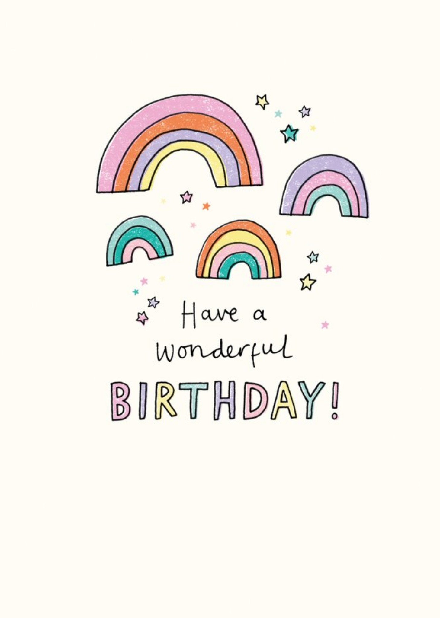 Moonpig Illustrated Rainbows Have A Wonderful Birthday Card, Large