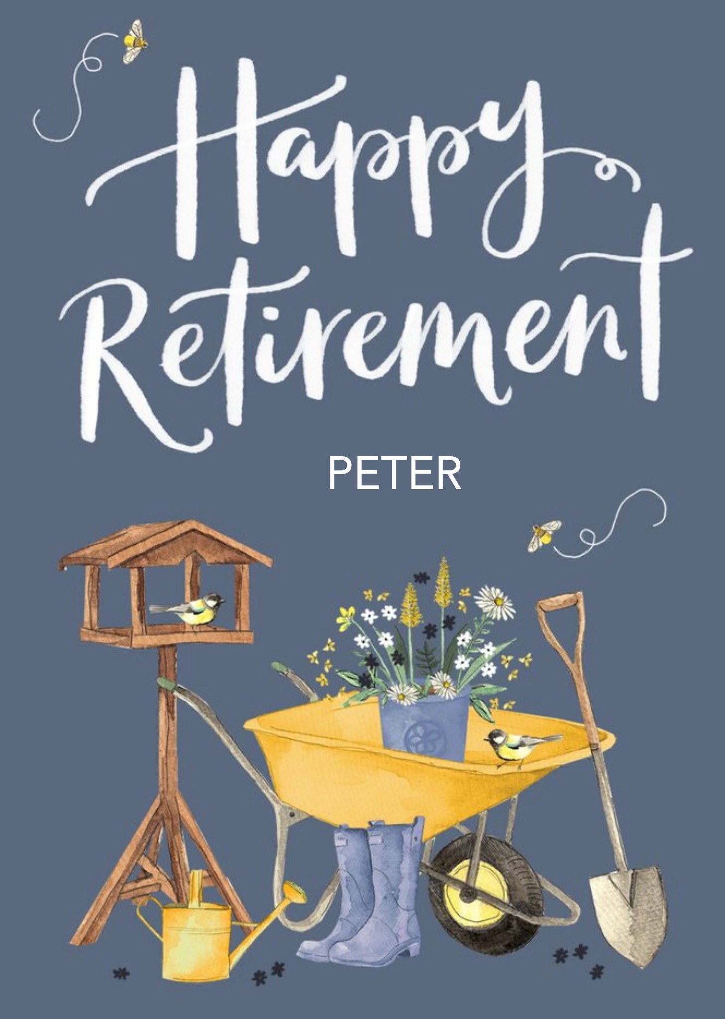 Okey Dokey Design Garden Themed Illustration Happy Retirement Card Ecard