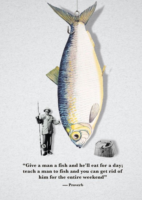 Birthday Card - A Man In A Blue Hat Fishing - Card Gallery Online