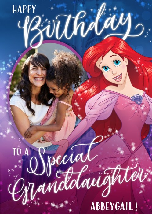 Disney Princess Ariel Special Granddaughter Birthday Photo Card