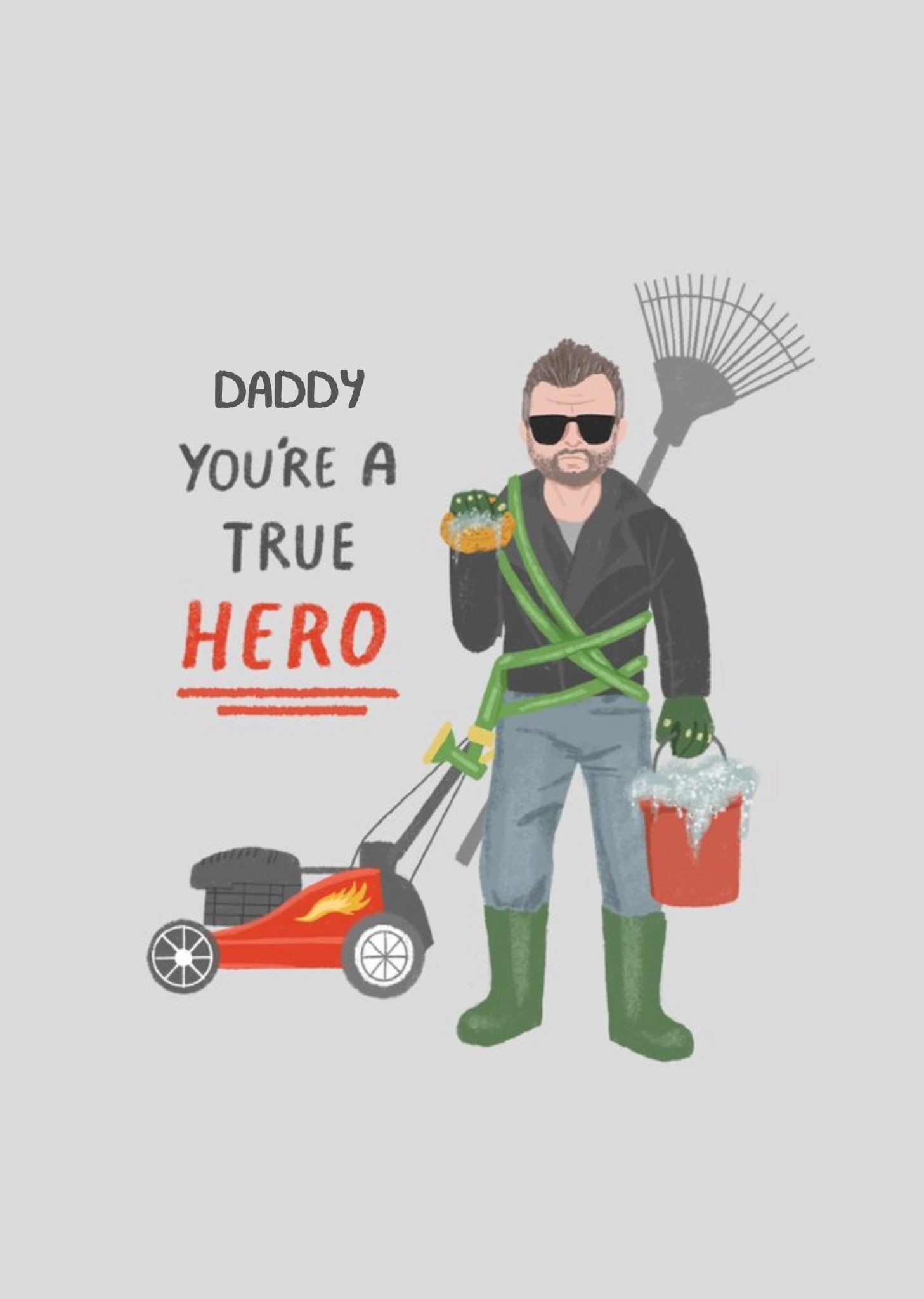 True Hero Daddy Cool Illustrated Greetings Card Ecard