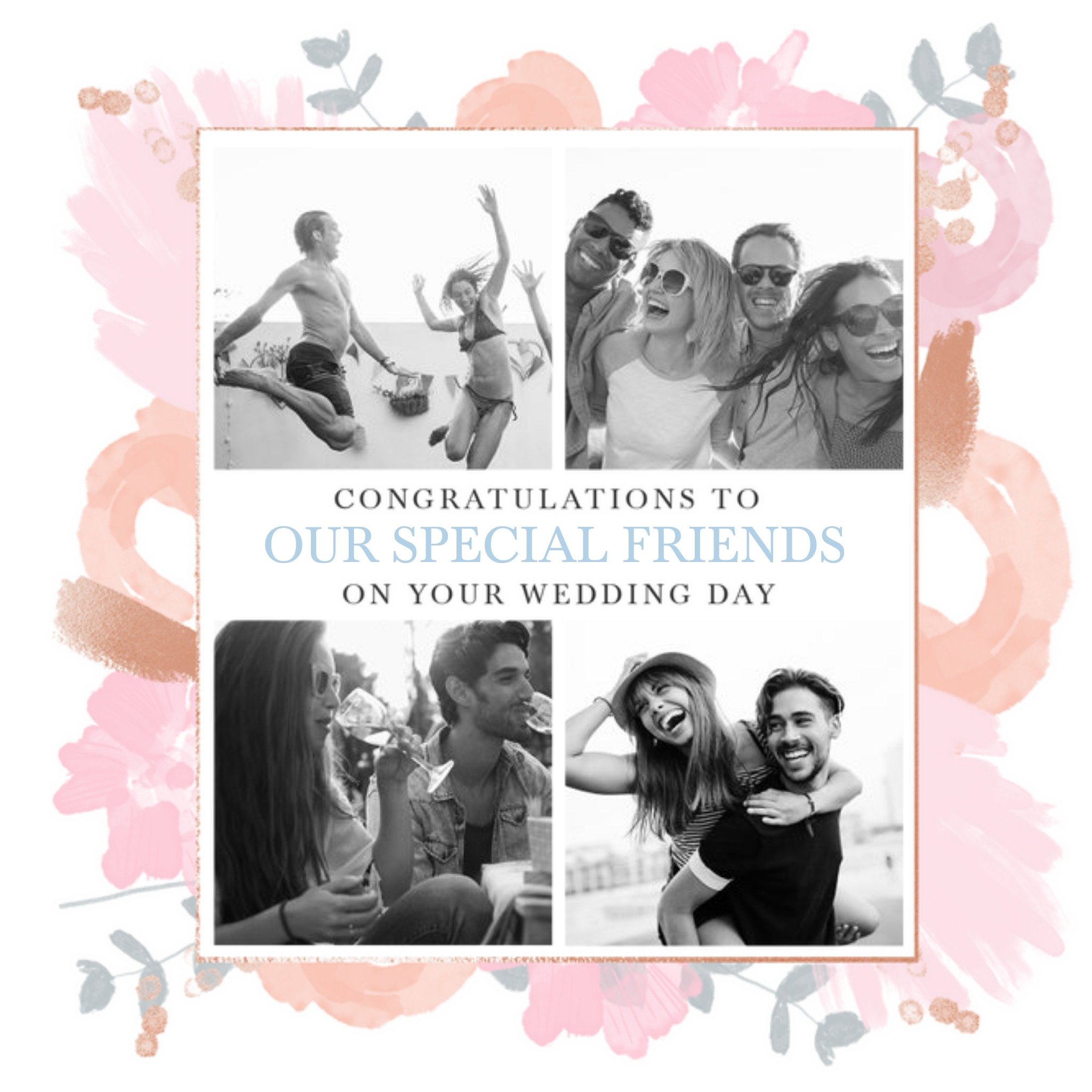 Moonpig Wedding Card - Congratulations - Special Friends - On Your Wedding Day - Photo Upload, Squar