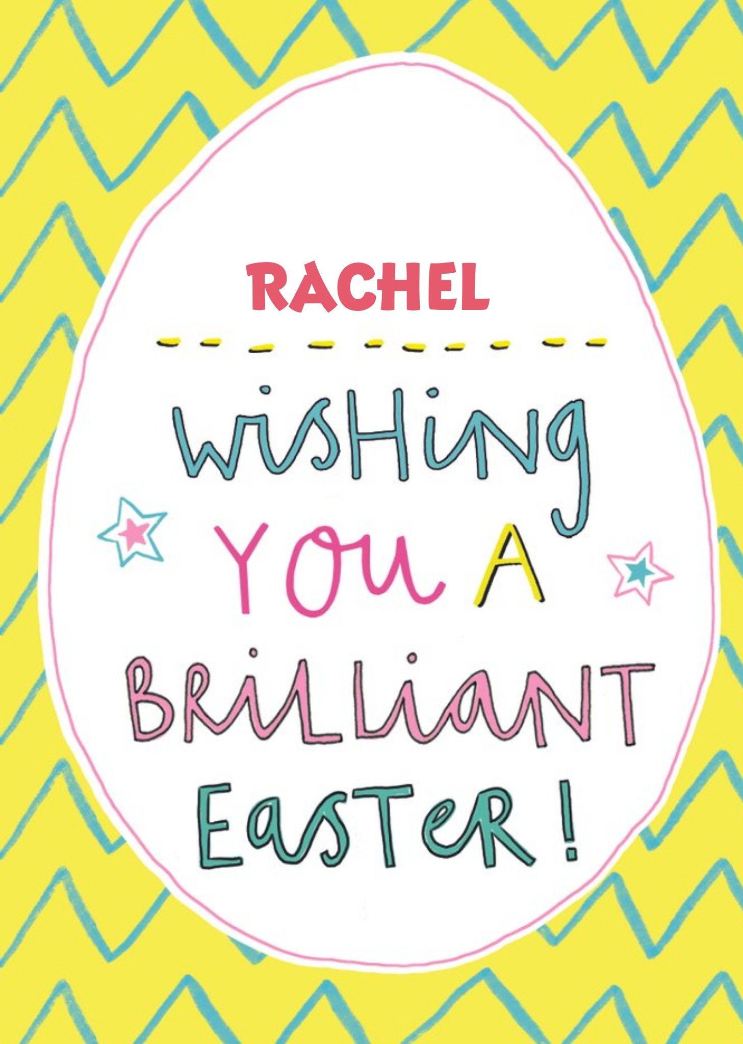 Egg Shaped Frame On A Vibrant Background With Colourful Handwritten Text Easter Card Ecard