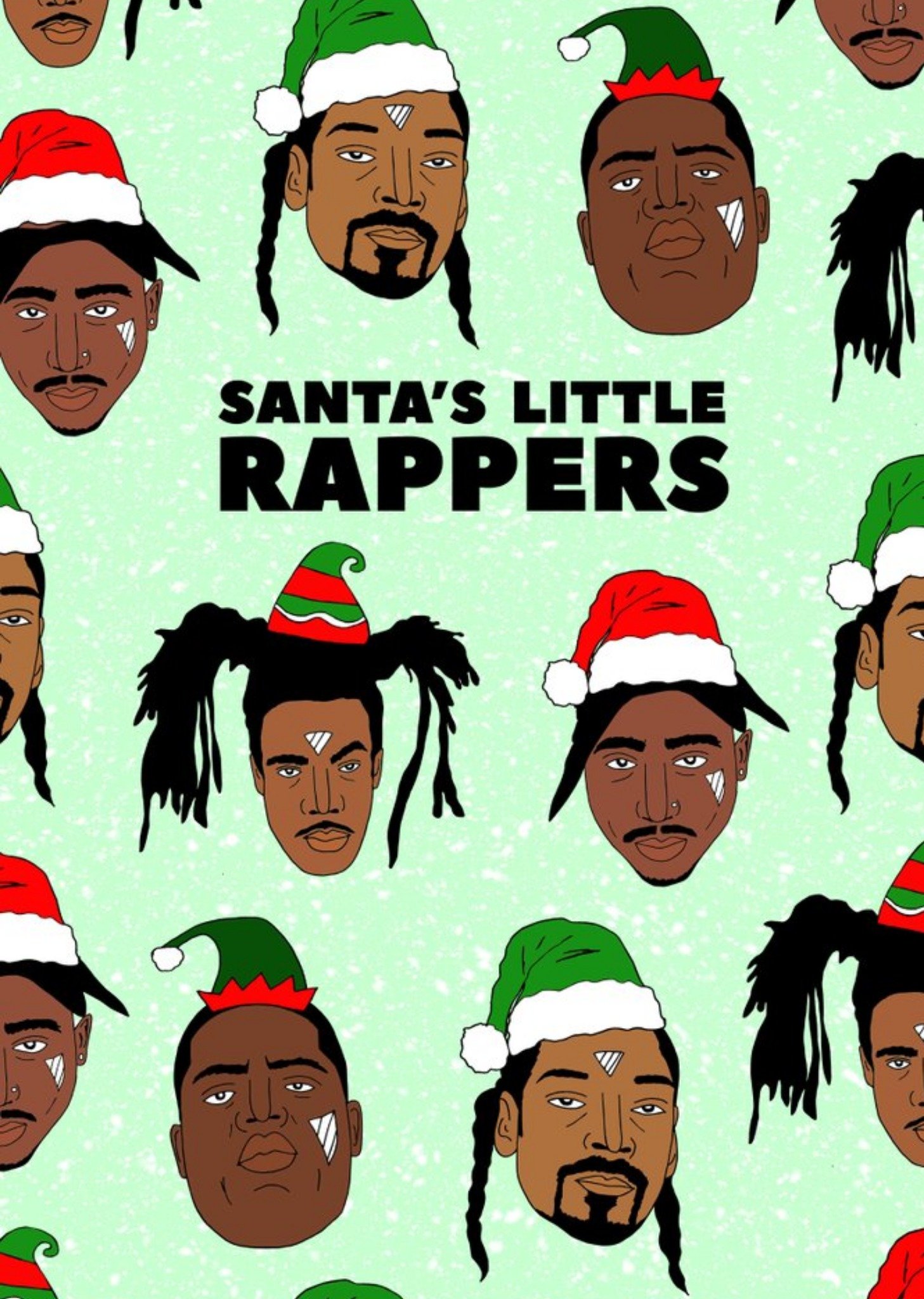 Santa's Little Rappers Illustration Christmas Card Ecard