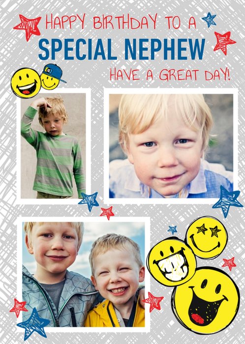 Smiley World Special Nephew Photo Upload Birthday Card