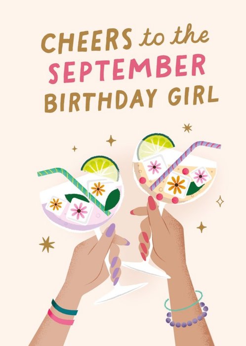 Cheers To The September Birthday Girl Card