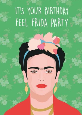Modern Funny Eyebrows Artist Feel Frida Party Birthday Card
