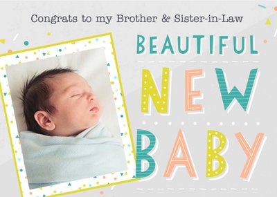 Sorcha Faulkner Illustrated New Baby Typographic Photo Upload Card