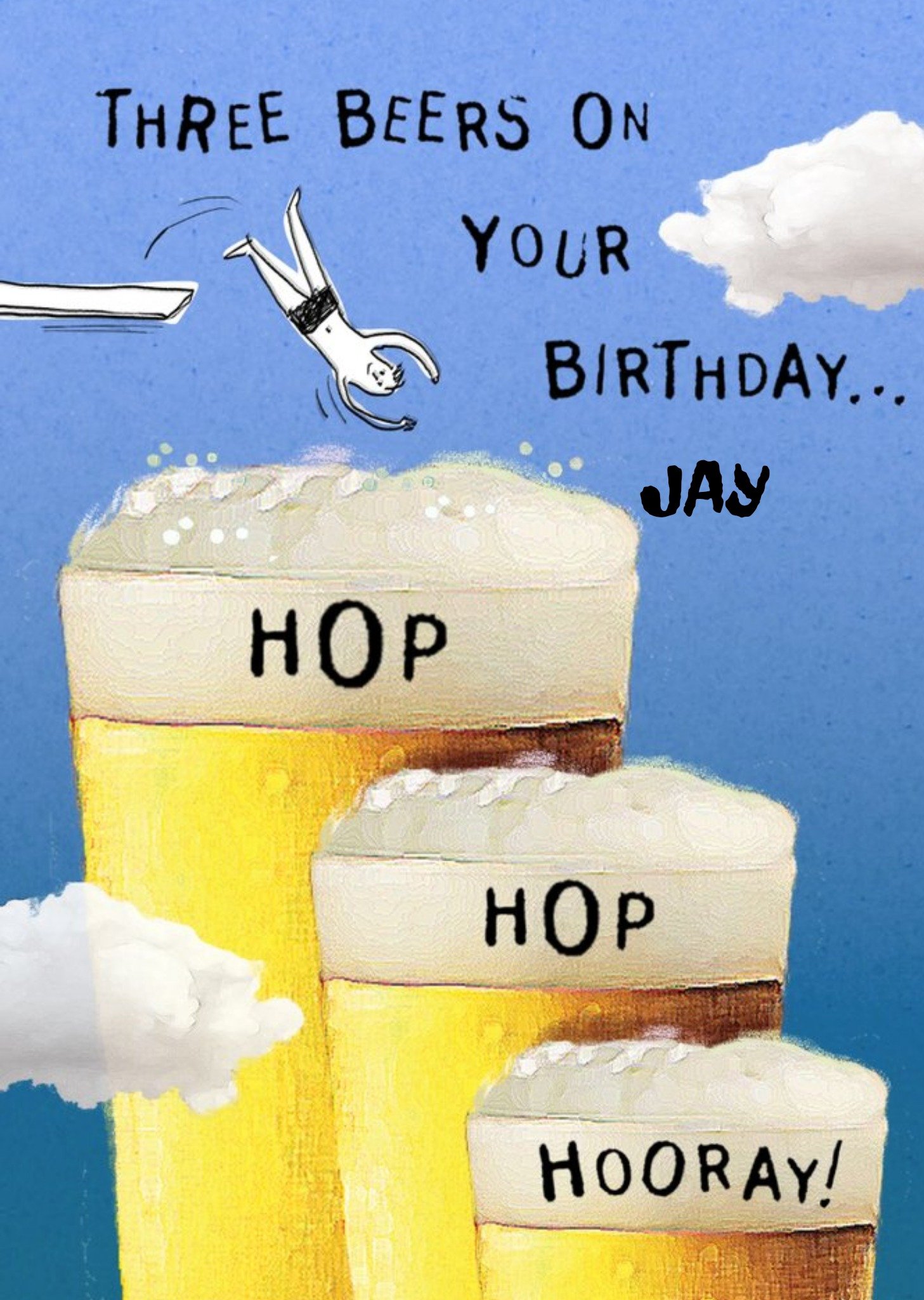 Moonpig Funny Three Beers On Your Birthday Card, Large