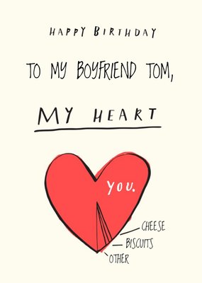 To My Boyfriend Youre My Heart Personalised Birthday Card