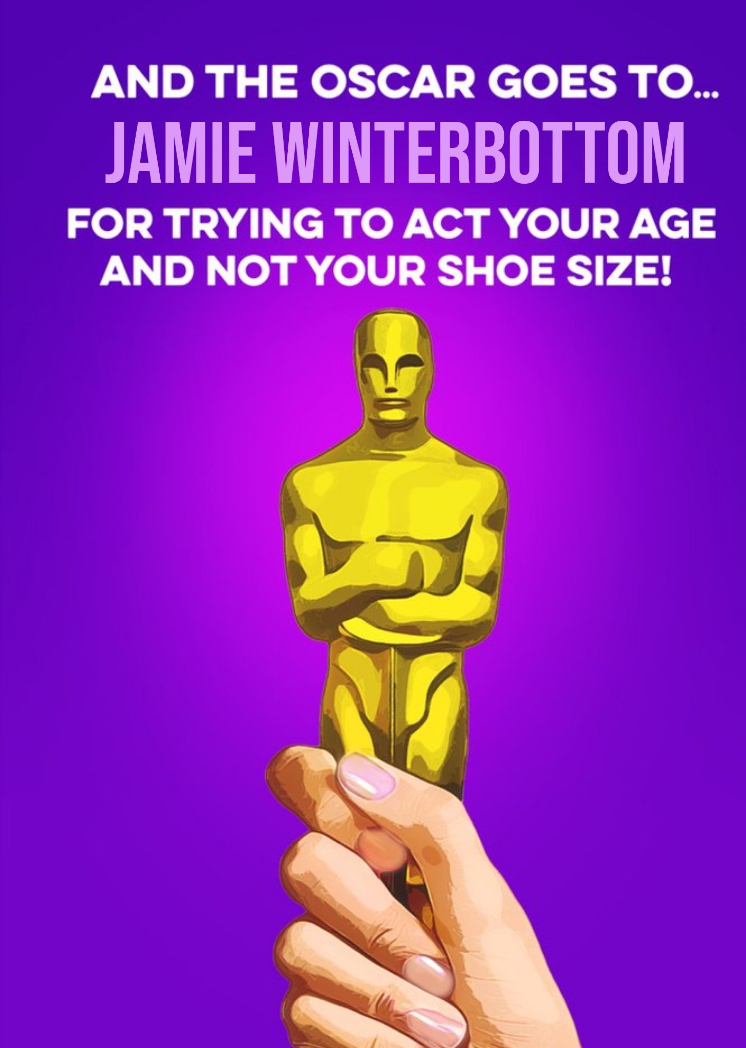 Moonpig Trophy Act Your Age Not Shoe Size Card, Large