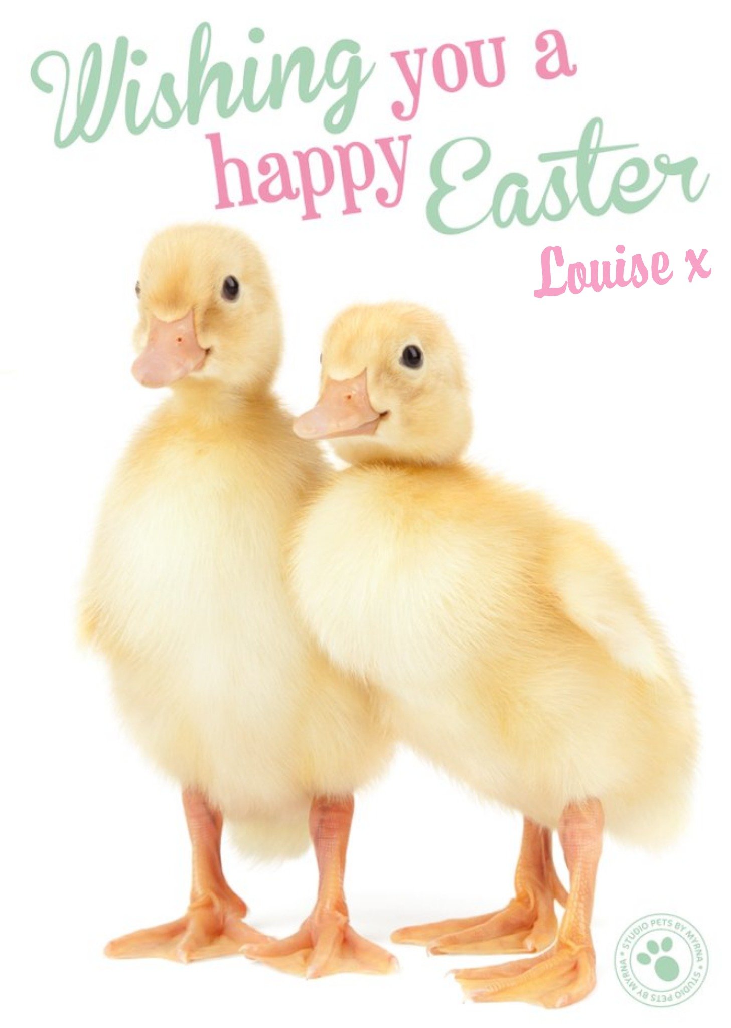 Studio Pets Little Ducklings Happy Easter Personalised Card, Large