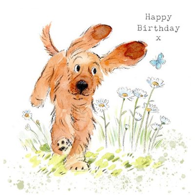 Cute Illustrated Cocker Spaniel Birthday Card