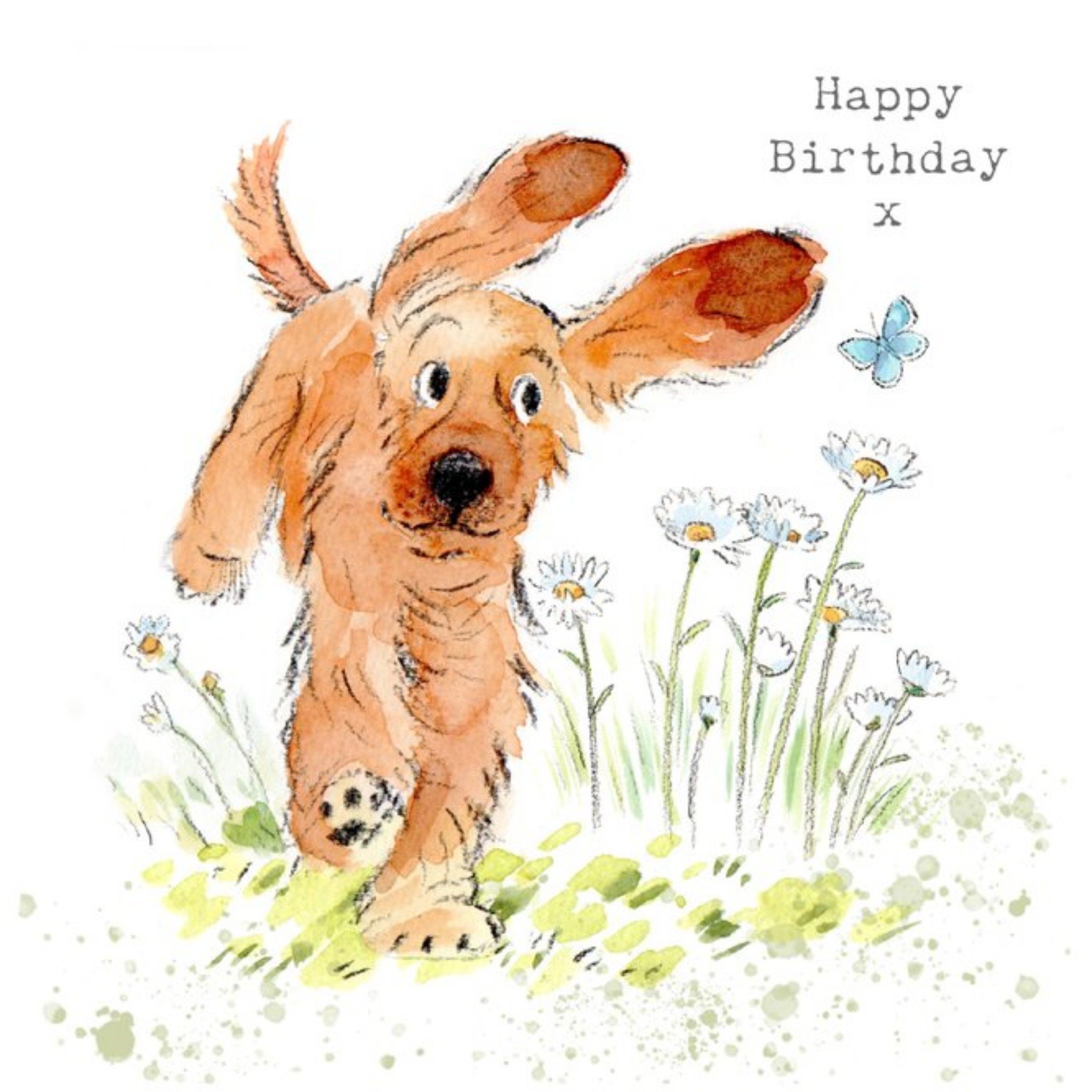 Moonpig Cute Illustrated Cocker Spaniel Birthday Card, Square