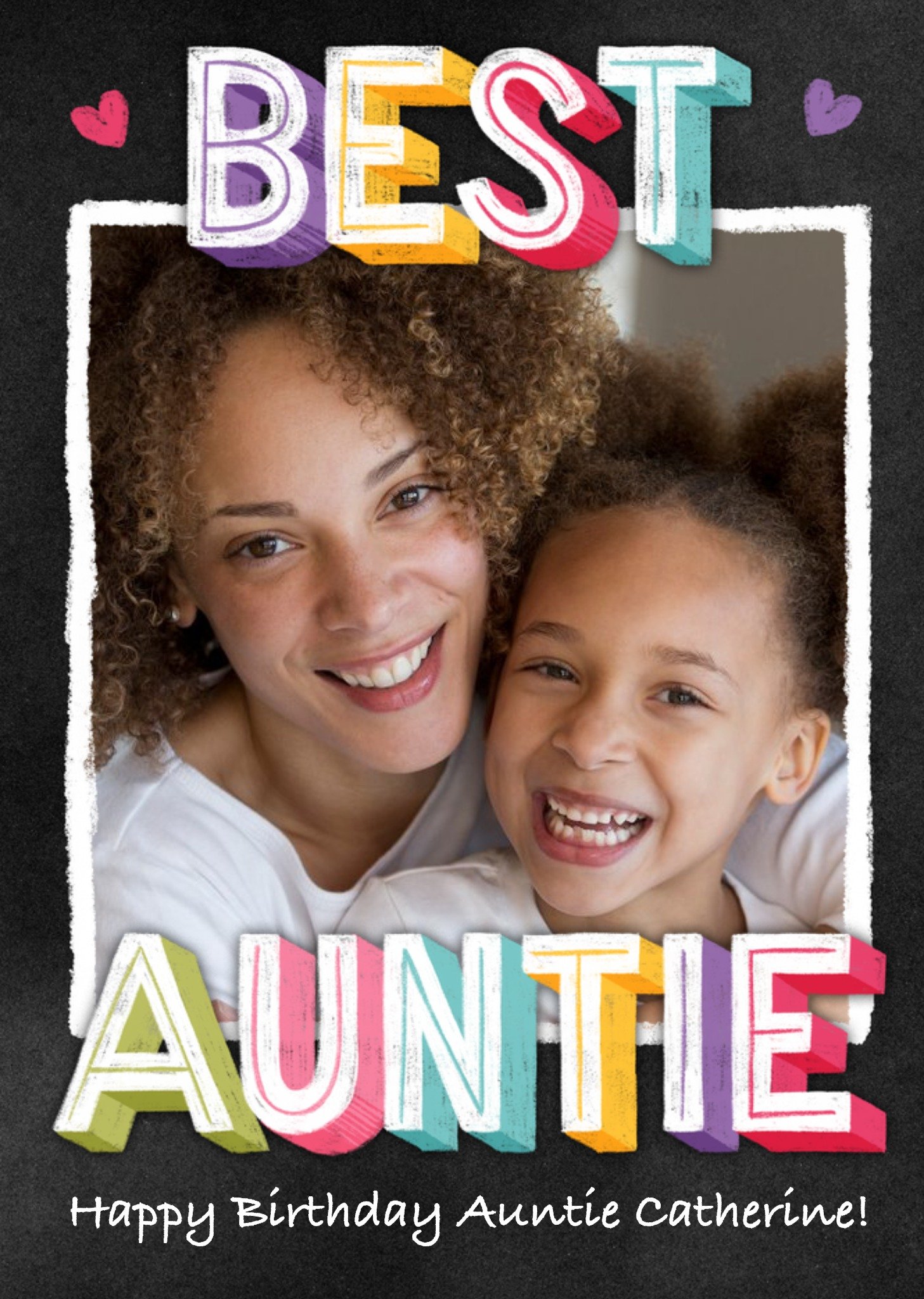 Moonpig Best Auntie Birthday Card - Chalk Lettering - Photo Upload, Large