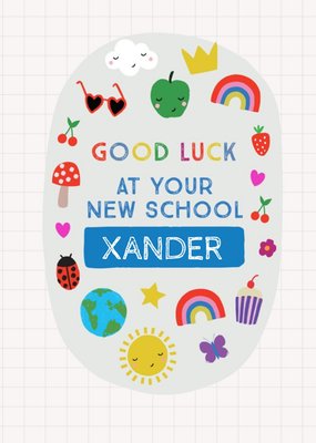 Cute Illustrative Personalised New School Card