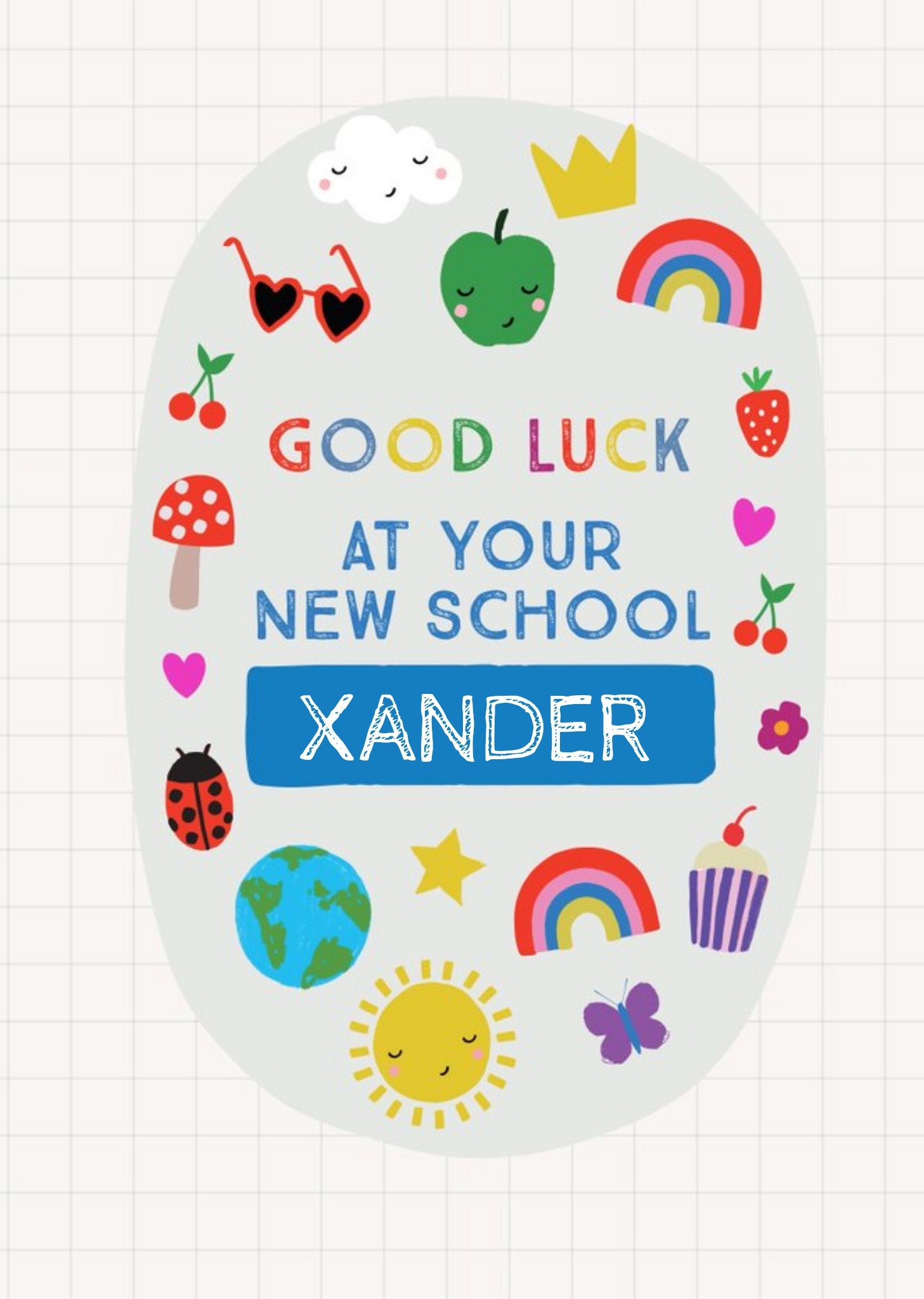 Moonpig Cute Illustrative Personalised New School Card, Large