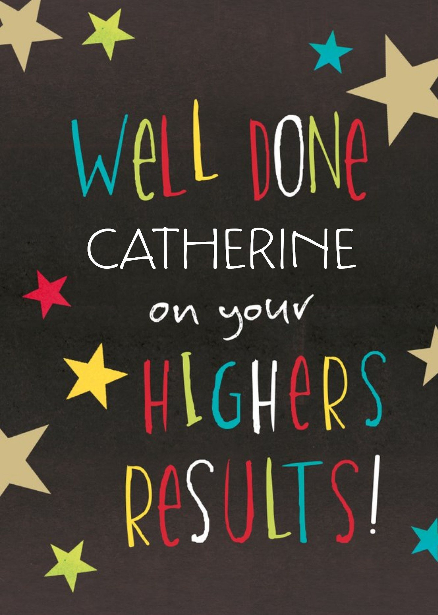 Hotchpotch Colourful Typographic Customisable Highers Exams Results Card Ecard