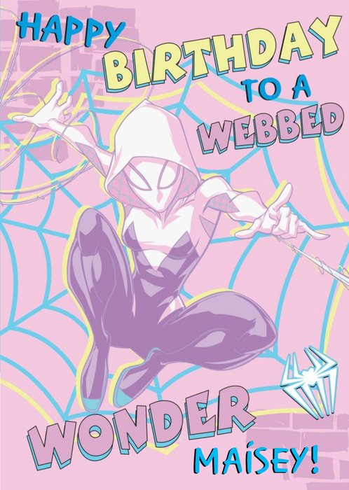 Marvel Spider Gwen To a Webbed Wonder Birthday Card