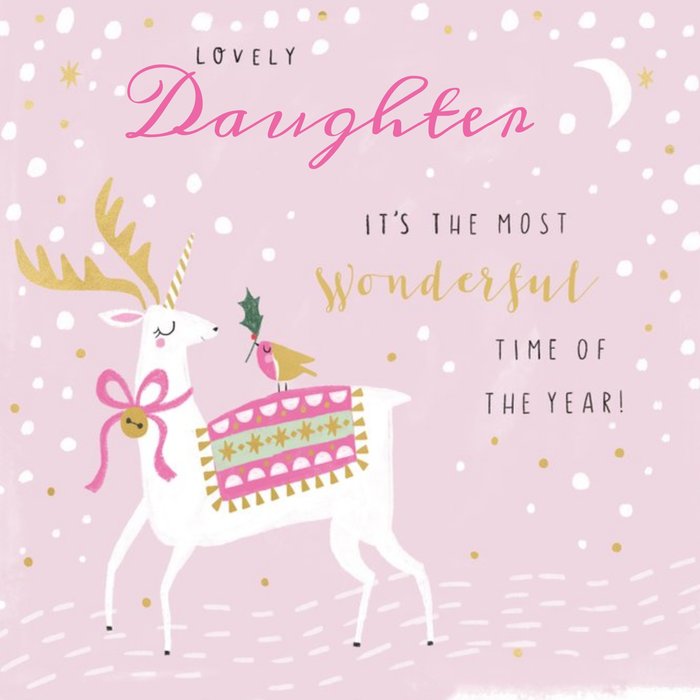 Pigment Lovely Daughter Reindeer Unicorn Christmas Card
